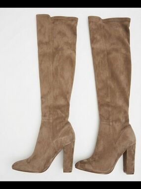 ALDO Taupe Suede Over-the-knee Block Heel Boots